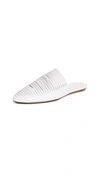 Tory Burch Sienna Woven Leather Slippers In White