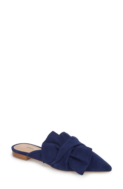 Schutz D'ana Knotted Loafer Mule In Dress Blue Suede