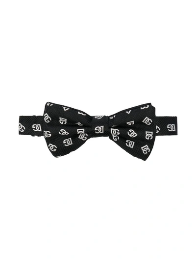 Dolce & Gabbana Kids' All-over Logo-print Bow Tie In Black