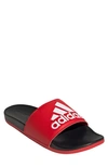 Adidas Originals Adilette Comfort Slide Sandal In Core Black/ftwr White/vivid Red