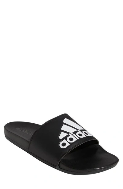 Adidas Originals Adilette Comfort Slide Sandal In Black/ White/ Black