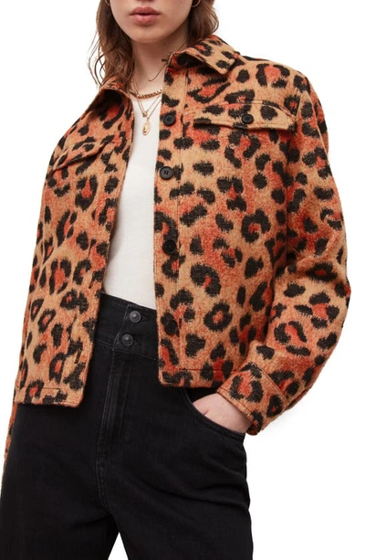 Allsaints Honor Leopard Print Jacket In Brown