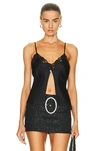 Alexander Wang Butterfly Cami Top In Silk Charmeuse In Black