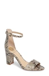 Vince Camuto Corlina Ankle Strap Sandal In Natural Snake Print Leather