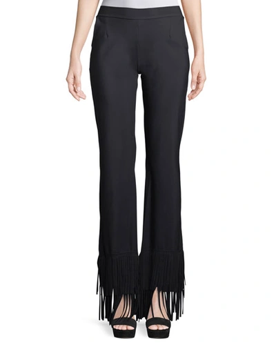 Chiara Boni La Petite Robe Tonia Wide-leg Pants W/ Fringe In Black