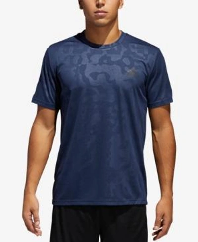 Adidas Originals Adidas Men's Essentials Camo-print Climalite Training T-shirt In Conavy
