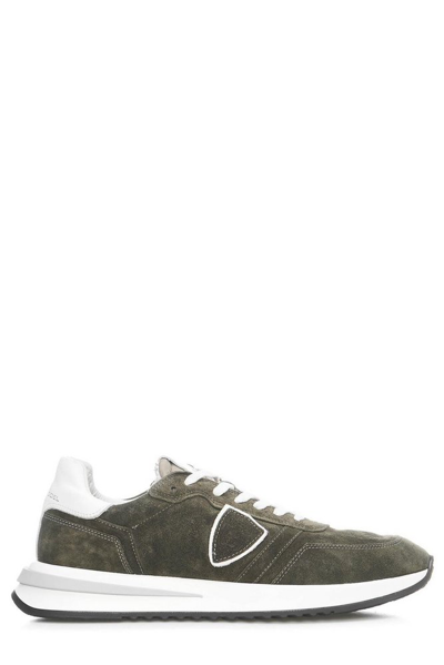 Philippe Model Paris Temple Logo Patch Sneakers In Green