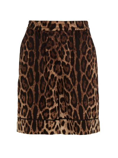 Dolce & Gabbana Leopard Shorts In Brown