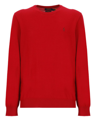 Polo Ralph Lauren Logo Embroidered Knit Jumper In Red