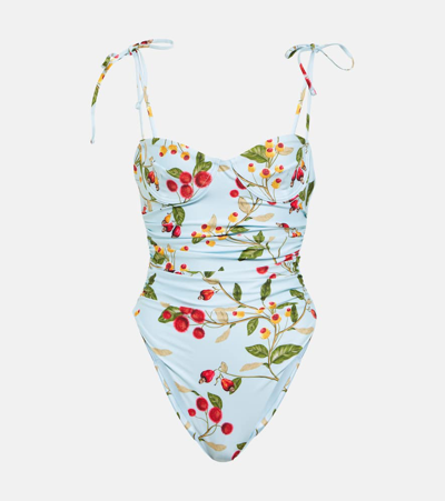 Agua By Agua Bendita Rabano Floral-print Recycled Swimsuit In Blue