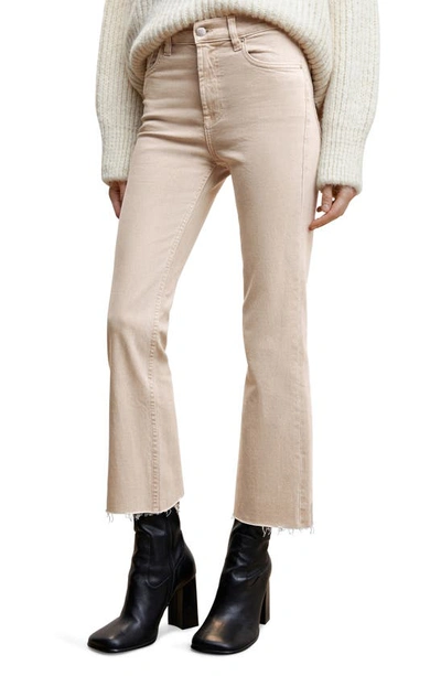 Mango Crop Flared Jeans Sand In Off White