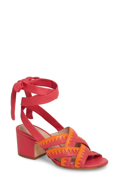 Pour La Victoire Anisa Ankle Wrap Sandal In Pink