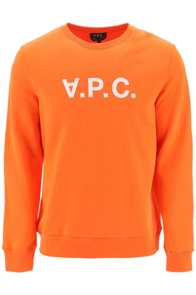 Apc A.p.c. V.p.c. Flock Logo Sweatshirt In Orange