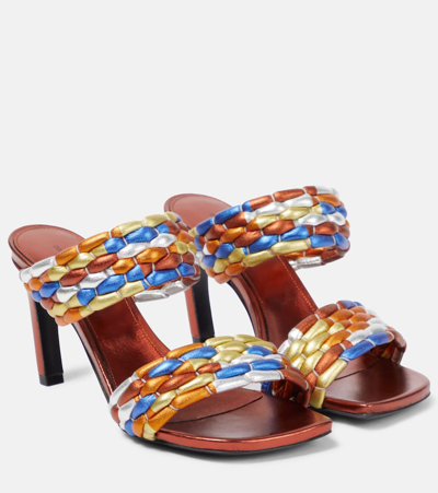 Dries Van Noten Multicolored Two-band Slide Sandals In Rust