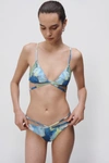 Jonathan Simkhai Harlen Watercolor Strappy Bikini Top In Lime Watercolor
