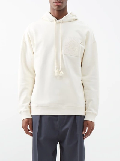 Loewe Anagram-patch Jersey Hoodie In White_ash