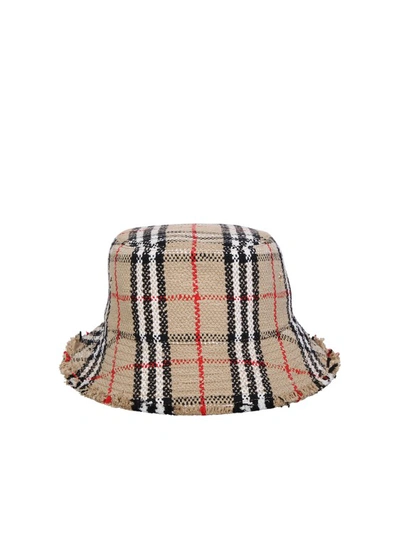 Burberry Bucket Hat In Crochet Vintage Check In Beige | ModeSens