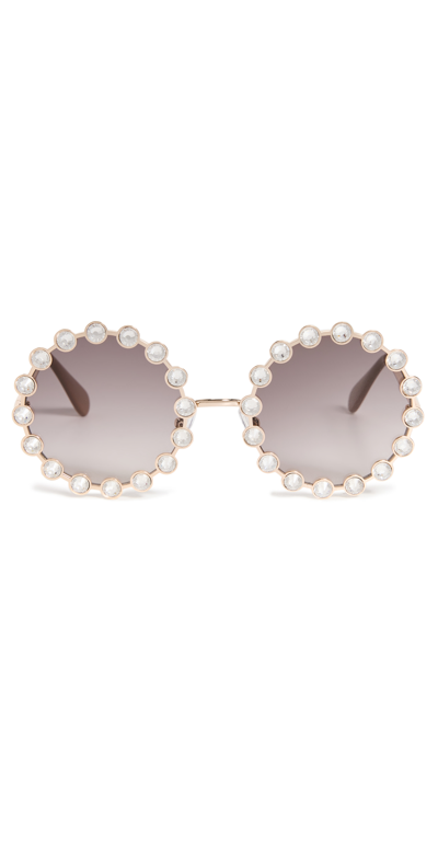 Lele Sadoughi Crystal Elton Sunglasses In White/grey Gradient