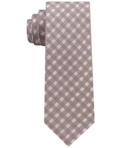 Dkny Men's Shadow Grid Silk Slim Tie In Taupe
