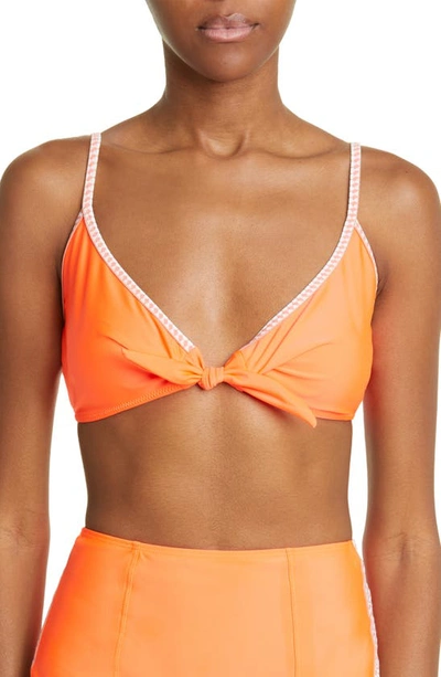 Lemlem Lena Tie Bikini Top In Neon Orange