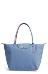 Longchamp Le Pliage Club Tote In Blue Mist