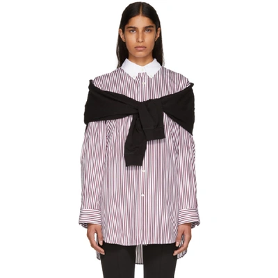 Balenciaga Jersey And Striped Cotton-poplin Shirt In Multicolor