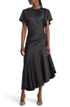 Chelsea28 Flutter Sleeve Asymmetric Hem Dress In Black