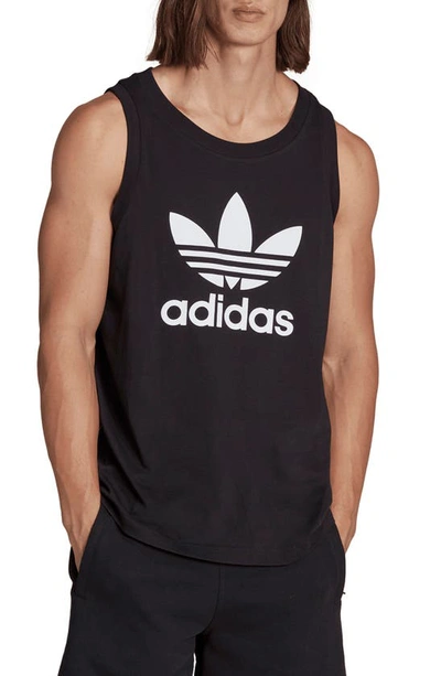 Adidas Originals Adicolor Trefoil Graphic Tank In Black