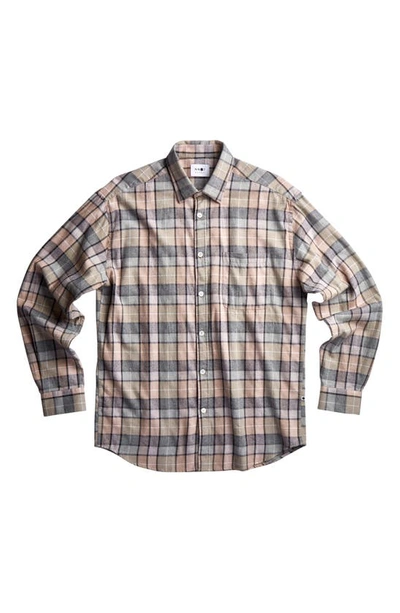 Nn07 Deon 5356 Check Relaxed Button-up Shirt In Gray Check