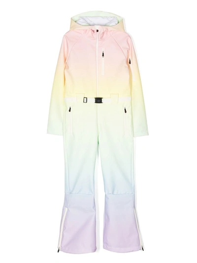 Perfect Moment Kids' Star Gradient-effect Ski Suit In Pastel Rainbow