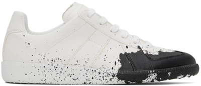 Maison Margiela Replica Paint-splatter Low-top Trainers In Bianco