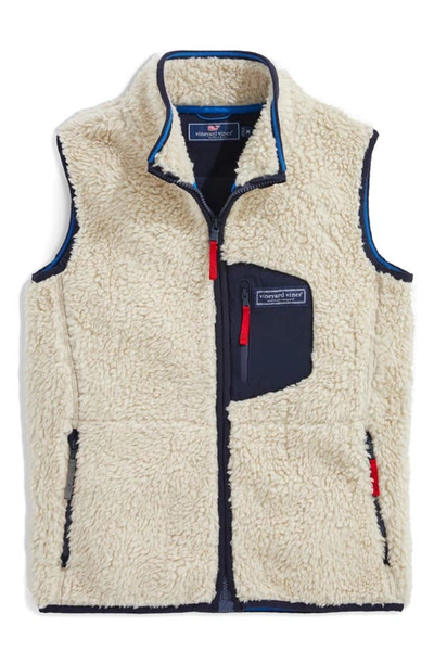 Vineyard Vines Kids' Faux Shearling Vest In Stone