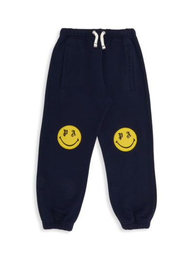 Palm Angels Smiley-print Track Trousers In Blue