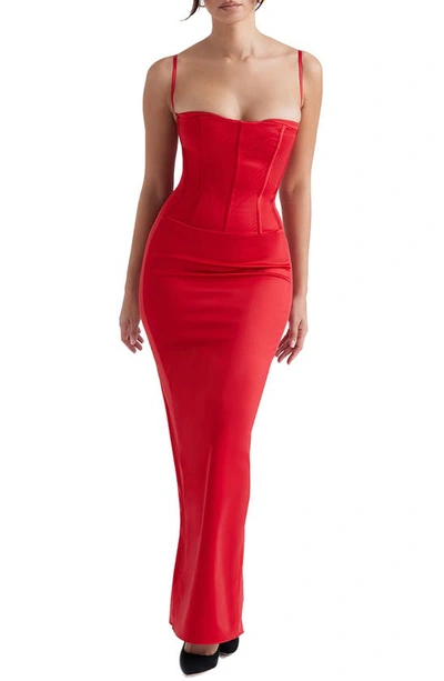 House Of Cb Corset Maxi Dress In Red