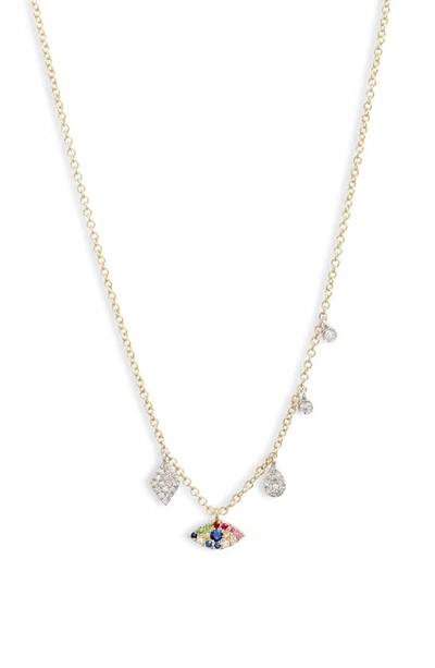 Meira T Rainbow Eye Pendant Necklace In White