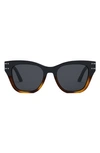 Dior Signature 52mm Butterfly Sunglasses In Shiny Black Smoke