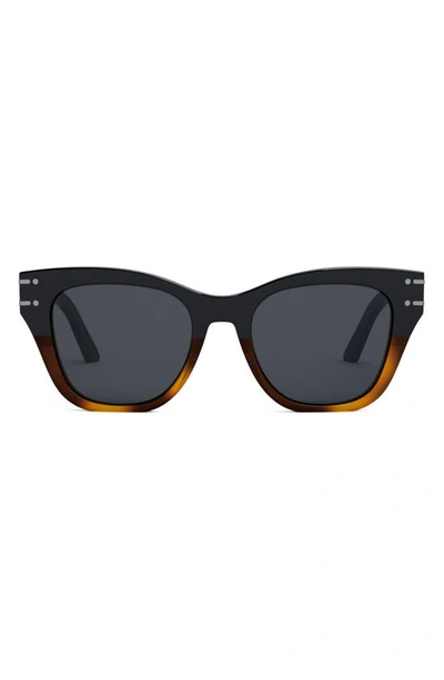Dior Signature 52mm Butterfly Sunglasses In Shiny Black / Smoke