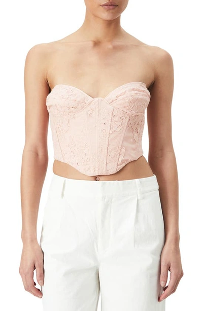 Bardot Ellie Floral Lace Corset Top In Soft Pink