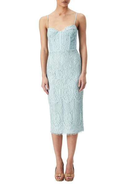 Bardot Florence Lace Cotton Blend Corset Midi Dress In Cool Mint