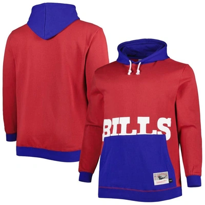 Mitchell & Ness Men's  Red And Royal Buffalo Bills Big And Tall Big Face Pullover Hoodie In Red,royal