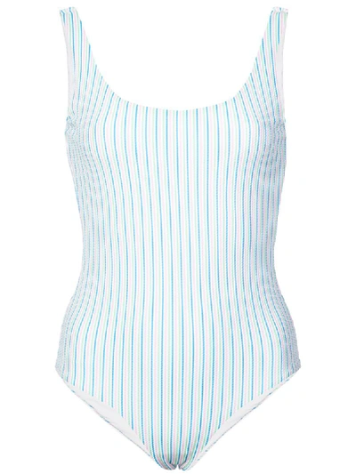 Onia Kelly Striped One-piece Low-back Swimsuit In Rose