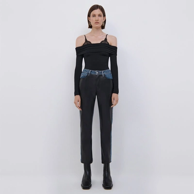 Jonathan Simkhai River Straight Leg Denim In Vegan Leather Combo