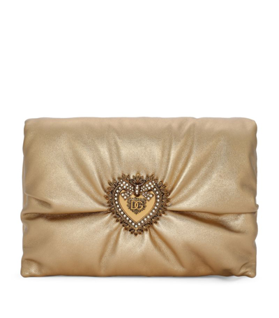 Dolce & Gabbana Women's Small Devotion Padded Metallic Leather Shoulder Bag In Gold
