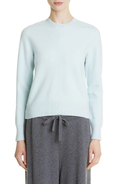 Jil Sander Merino Wool Shrunken Crewneck Sweater In Light Pastel Blue