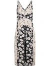 Proenza Schouler Printed Dress With Ruffle Peplum In 21352 Black/crème Pansy