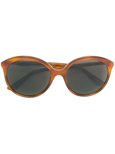 Gucci Round Framed Sunglasses In Yellow & Orange