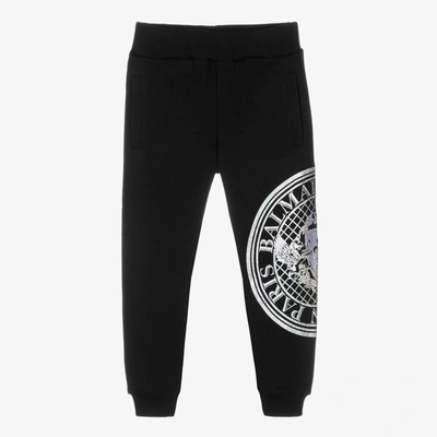 Balmain Kids' Boys Black Medallion Logo Joggers