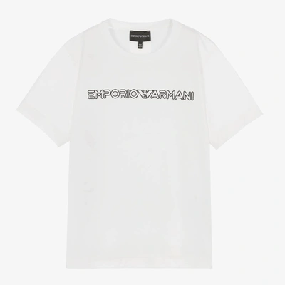 Emporio Armani Teen Boys White Embroidered Logo T-shirt
