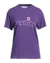 Erl Venice Crewneck Cotton-jersey T-shirt In Luminous Purple