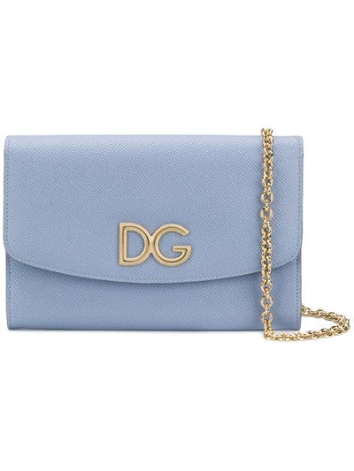 Dolce & Gabbana Logo Chain Wallet In Blue